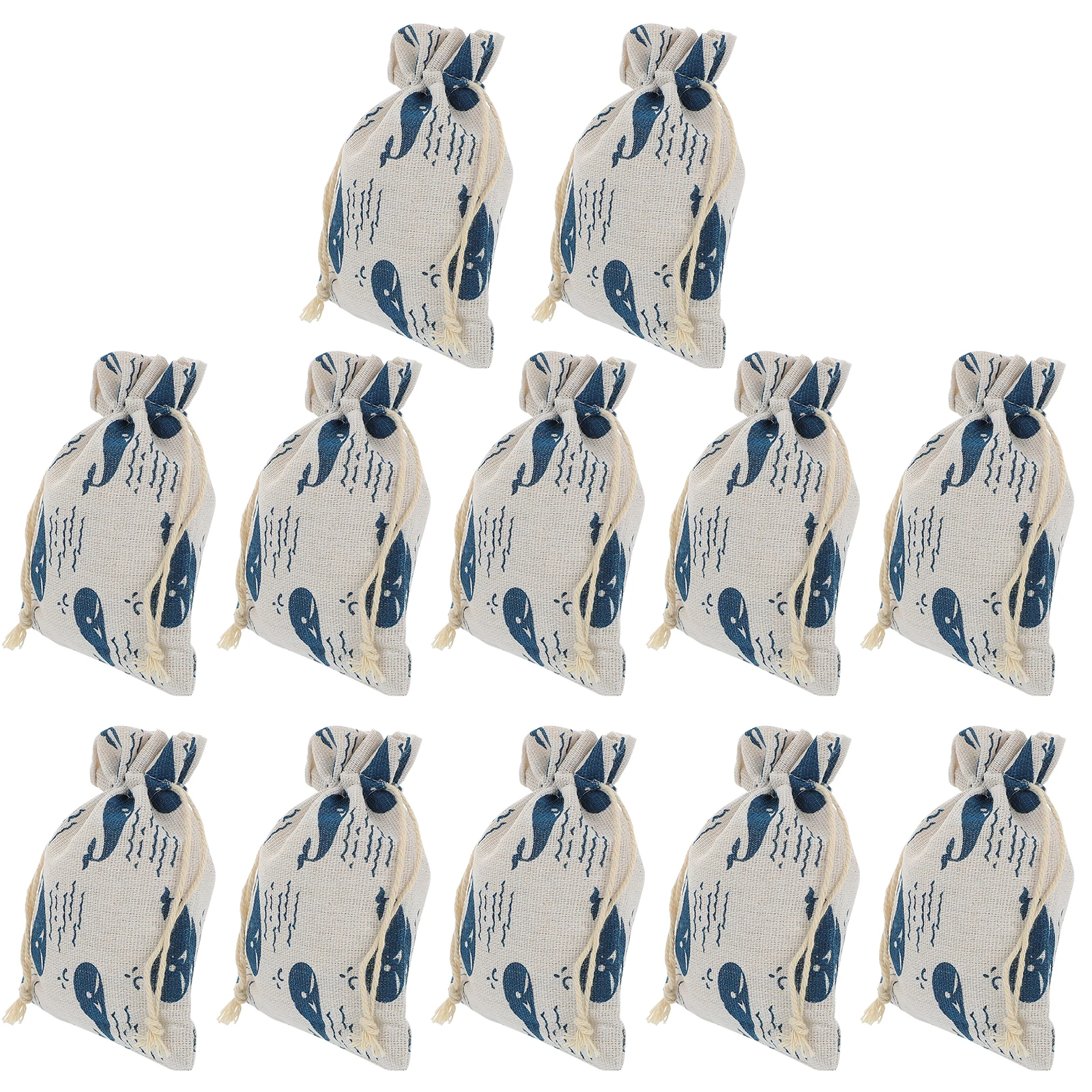 

12pcs Whale Pattern Drawstring Bag Lovely Festival Gift Storage Pouch Small Party Favor Candy Bag for Children Birthday