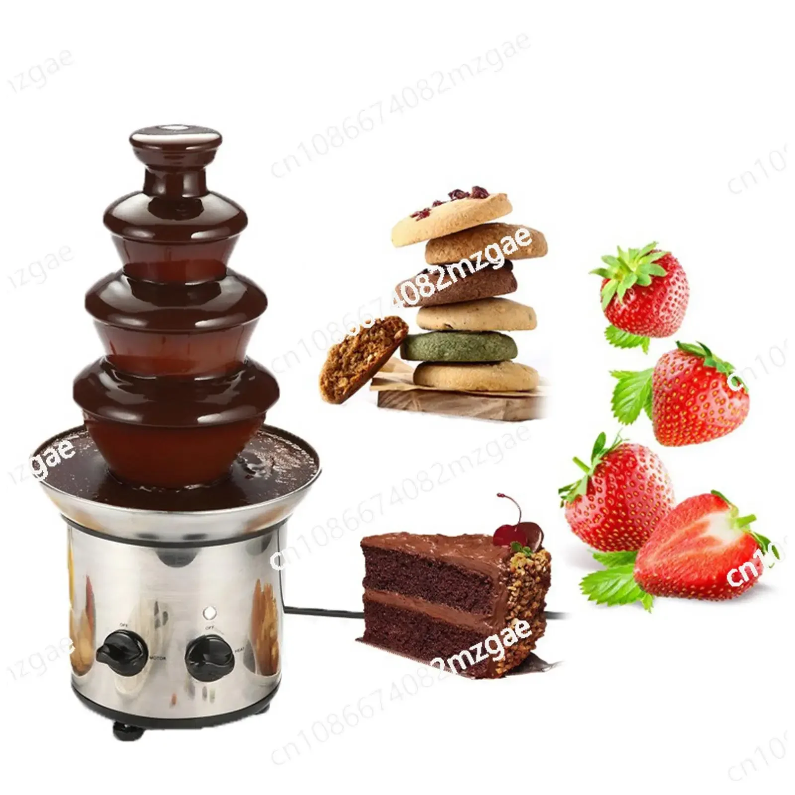 Stainless Steel Chocolate Fountain 4-Layer Melter with Heating Fondue Machine and Waterfall Dispenser for Party Events