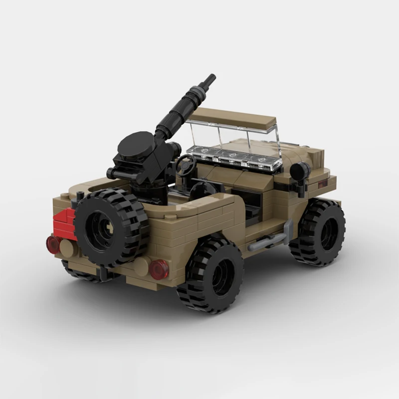 Speed Car Series MOC US Military 1968 8-width Jeep M151 Desert Color Support Vehicle Block Assembly Model Children's Toy Gift