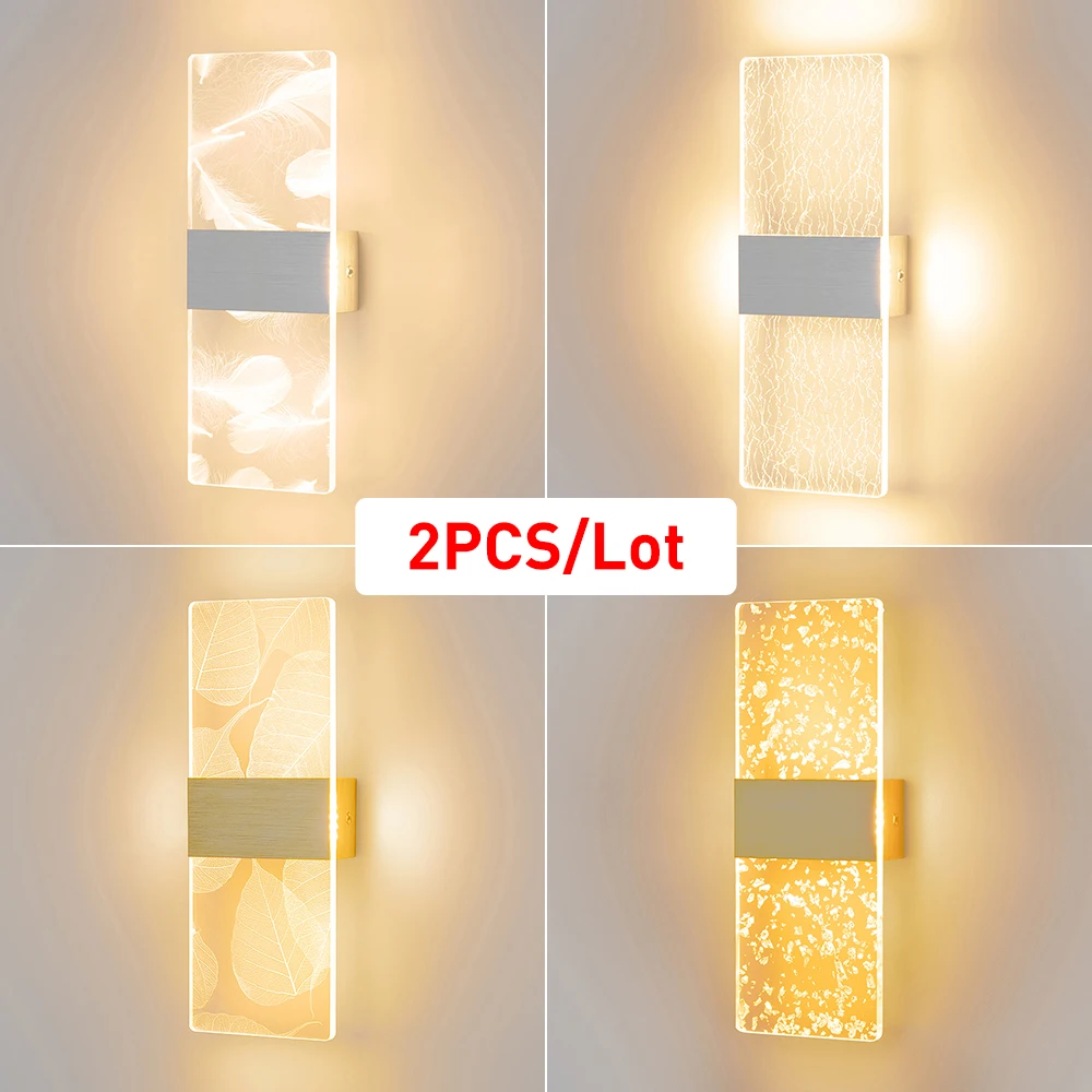 

2PC/Lot Acrylic LED Wall Lamp Indoor Balcony Aisle Bedside Light 6W Modern Nordic Sconce Lamp For Bedroom Living Room AC85-265V