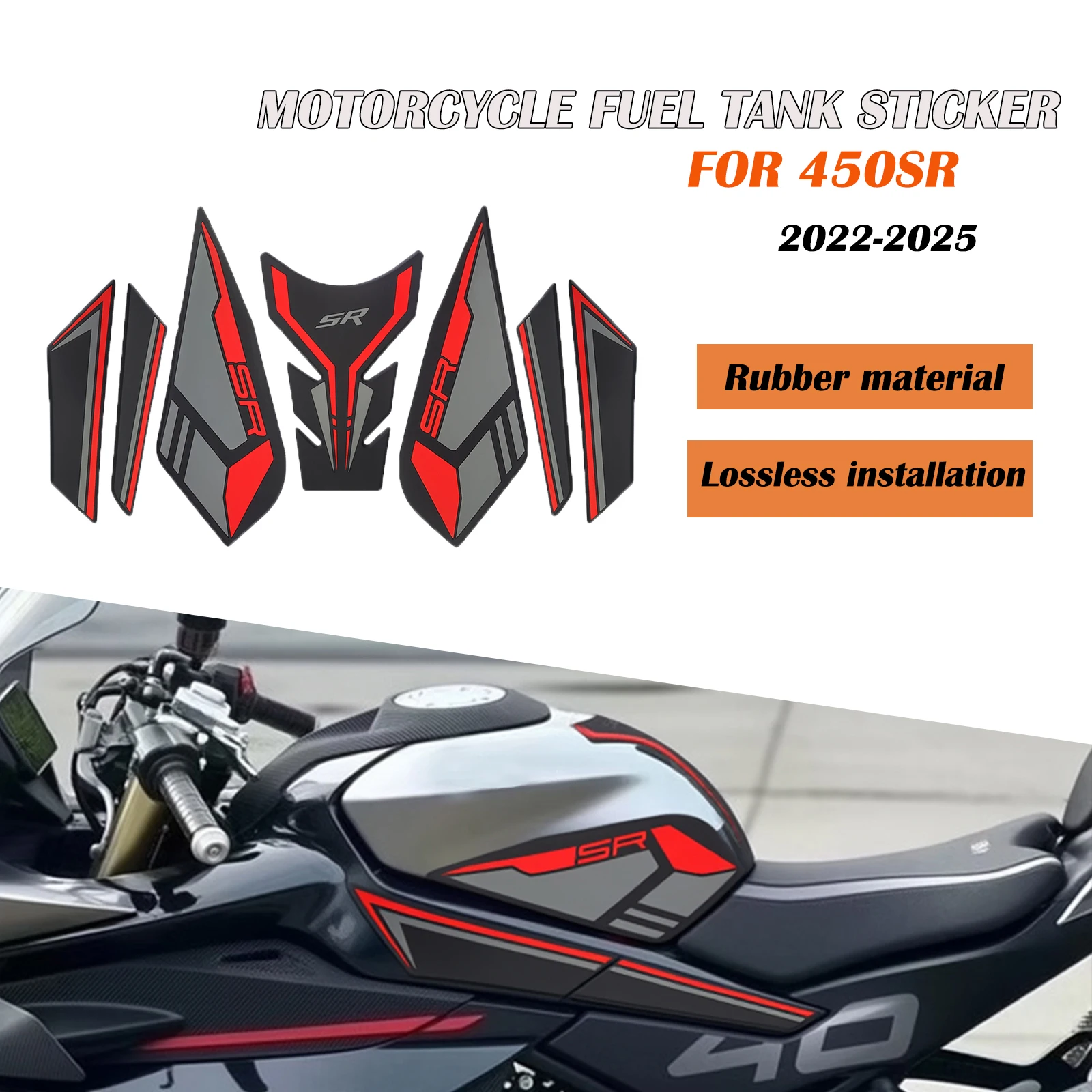 

Накладки на бак мотоцикла, боковая защита топливного бака, тяговая накладка на топливный бак, нескользящая для CFMOTO 450SR 450SR S 2022-2025 2024 2023