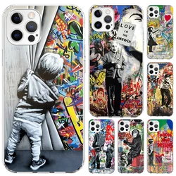 Banksy Graffiti Art Phone Case for Iphone 16 15 14 13 12 Mini 11 Pro Max 16E X XS XR 7 Plus 8 SE 2020 Soft Funda Print Shell