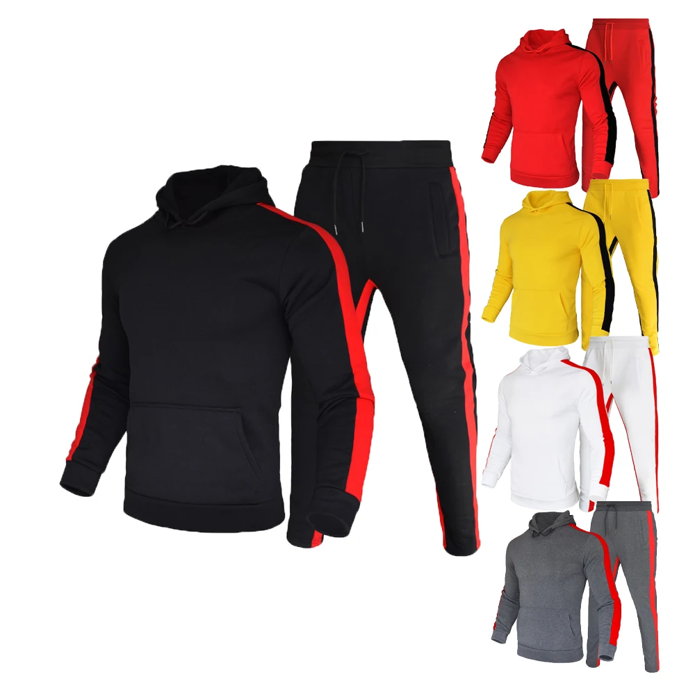 Men\'s 2 Piece Tracksuit Winter Long Sleeve Warm Moisture Wicking Breathable Sportswear Suit Color Block Sweatsuit Stripes Casual