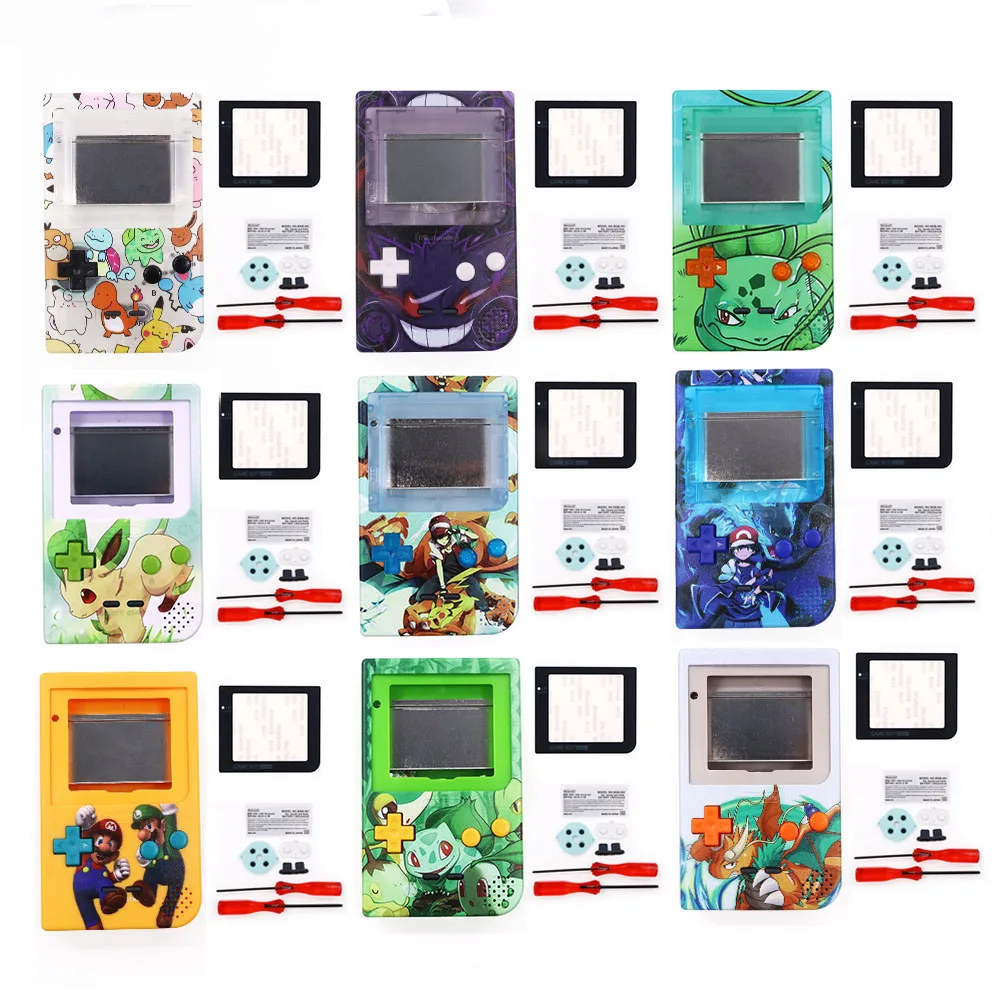 Carcasa de repuesto para Nintendo Gameboy Pocket, carcasa personalizada UV con botón, varios patrones, GBP