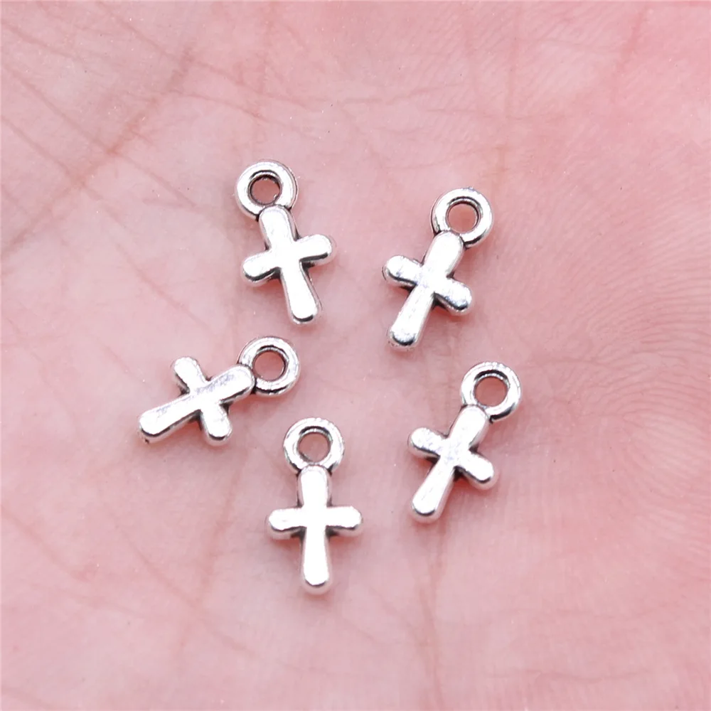 30 Pieces 6x11mm Tibetan Silver Color Mini Cross Charms Diy Handmade Jewelry Pendant Findings