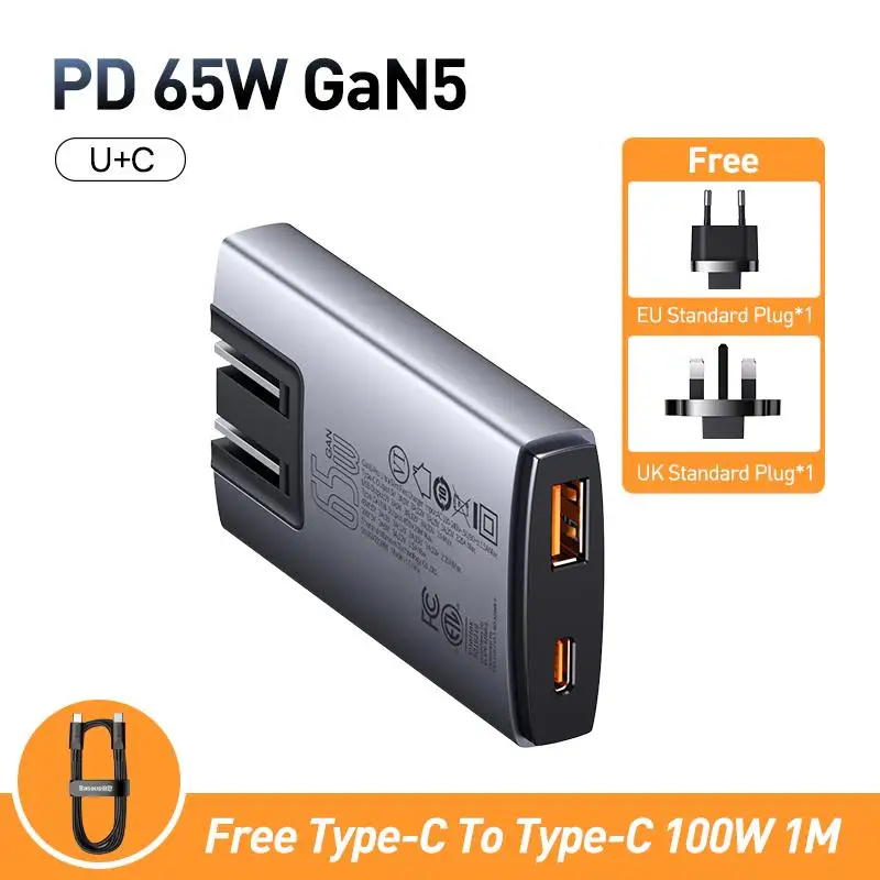 New! 65W GaN Charger Quick Charge 4.0 Type C PD USB Charger Portable Travel Charger Fast Charging For Laptop iPhone 15 14 13