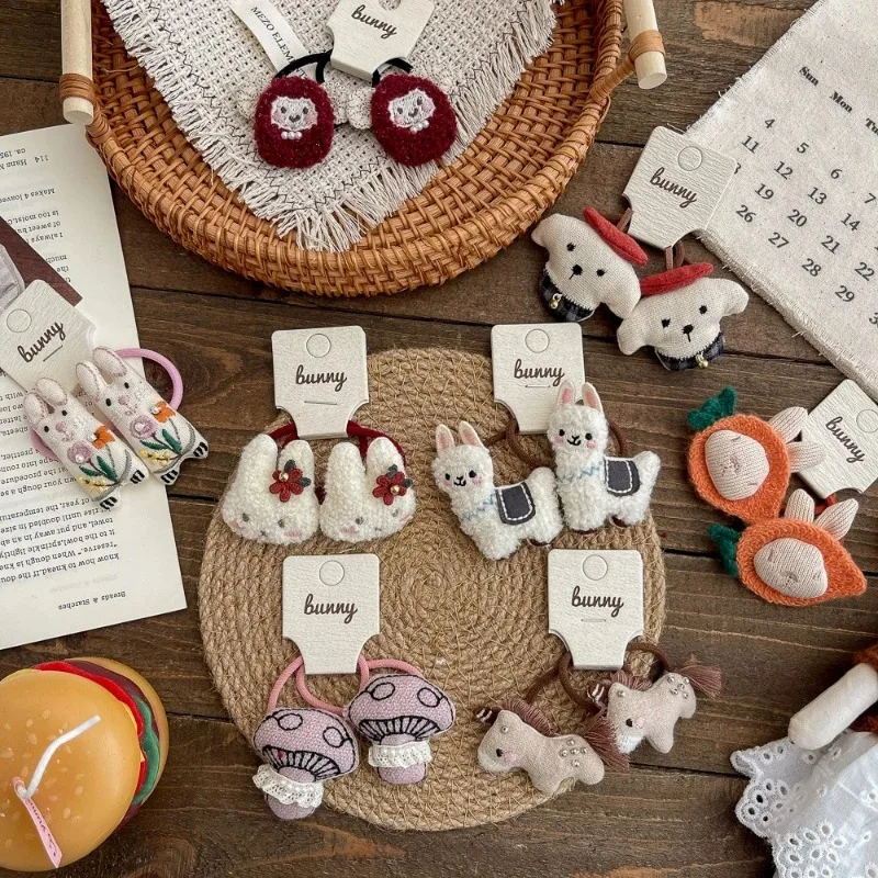 

Cartoon Animal Elastic Hair Bands for Girls Hair Accessories Toddler Ponytail Holder Children Cotton Hair Tie Doll Hair Holder