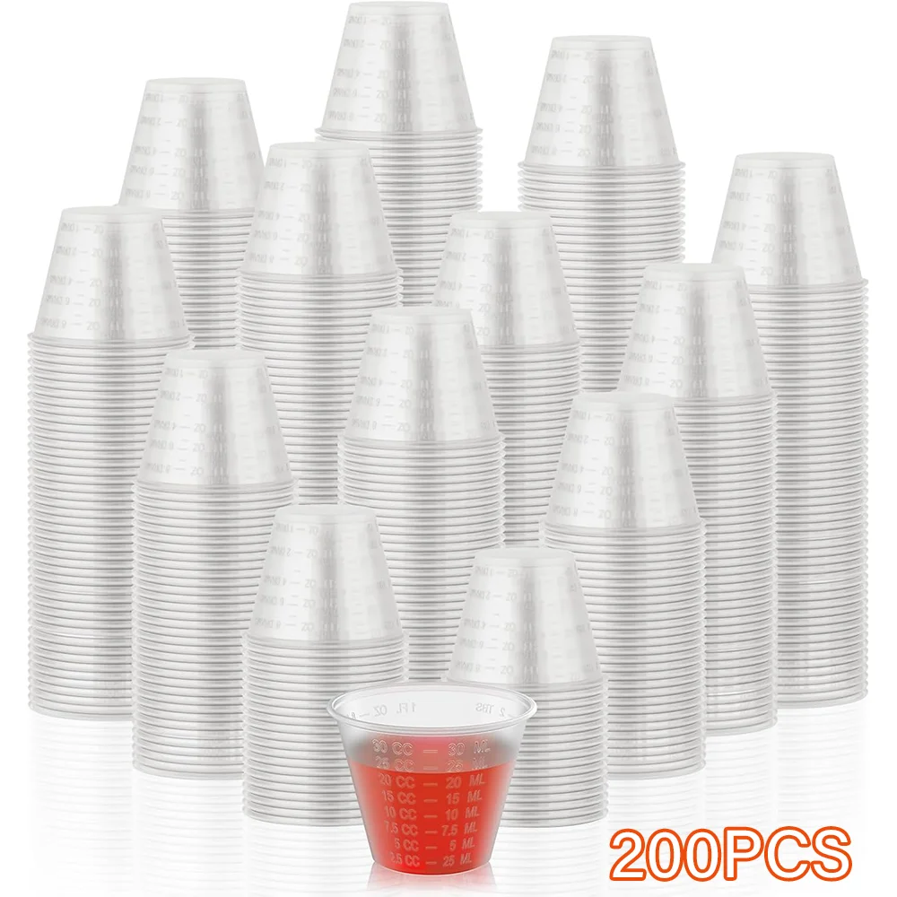 200-Pack of 1-Ounce Disposable Medicine Cups, 1-Ounce Plastic Medicine Cups, Suitable for Mixing Pills, Medication Dosage, and Resin Mixing