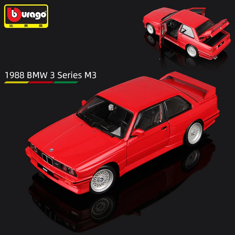 Bburago – voiture miniature en alliage pour garçon, jouet de collection, cadeau d\'anniversaire, 1:24, BMW M3 E30 1988