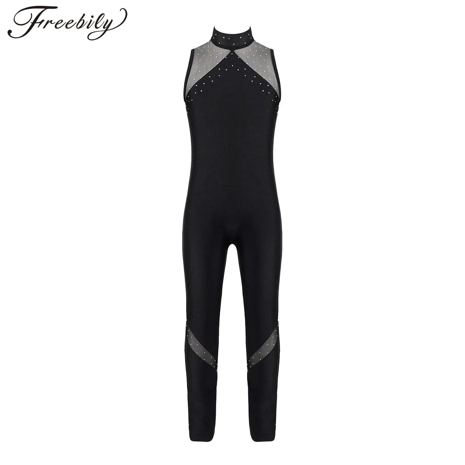 Kinder Mädchen Gymanstics Trikots ärmellose offene Rücken Mesh Spleiß Unitard Skating Yoga Bodysuit Tanz kostüm Ballett kleidung