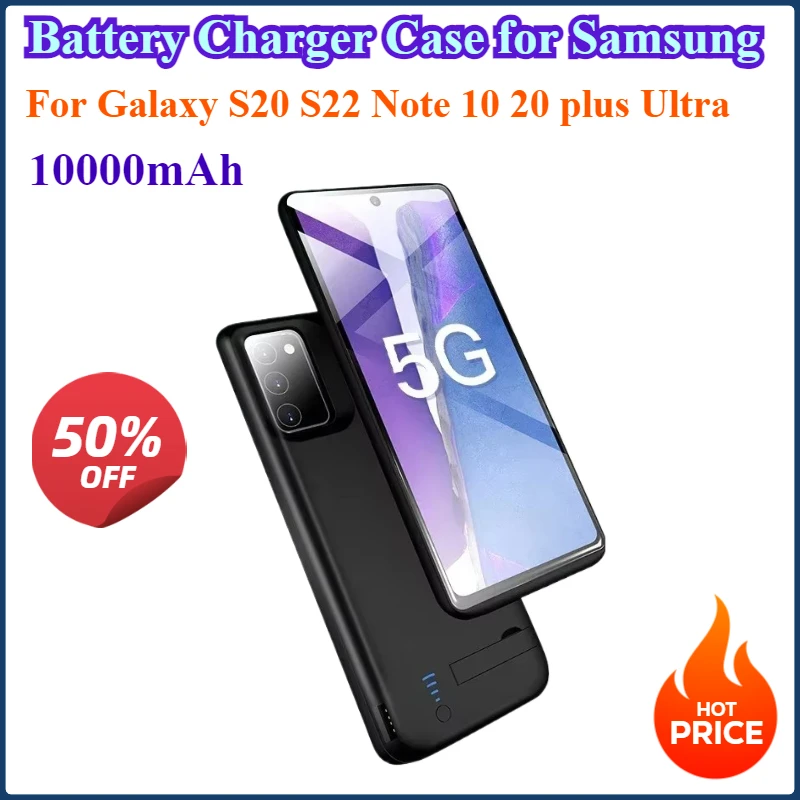 

10000mAh Battery Charger Case for Samsung Galaxy S20 S22 Note 10 20 plus Ultra 5G Note 20 5G USB Power Bank Charger Case
