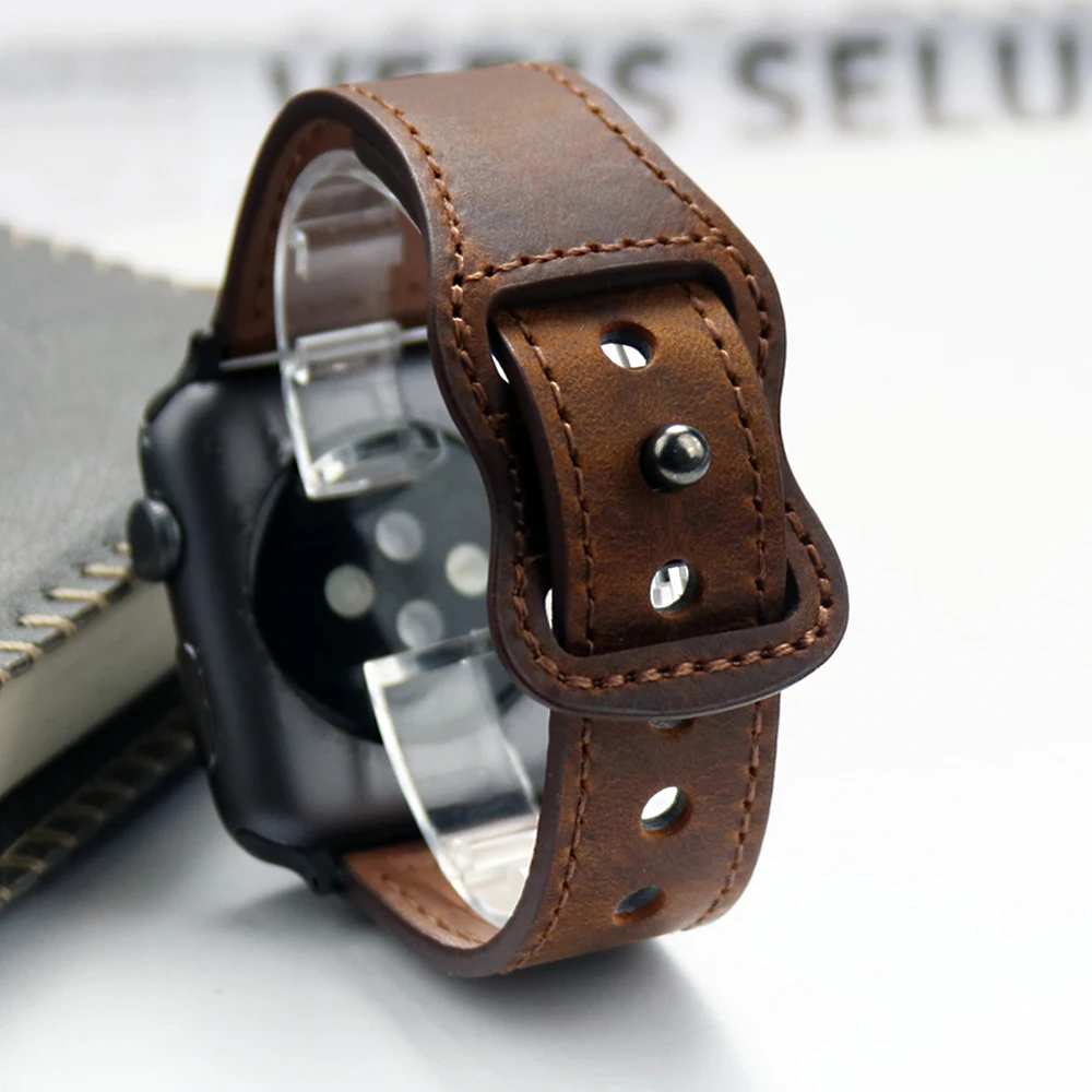 Genuine Leather Correa Strap for Apple Watch Band 49 45/41 44 40 42 38 Apple Watch Bracelet Serie 8 7 6 5 4 3 2 1 SE for iWatch