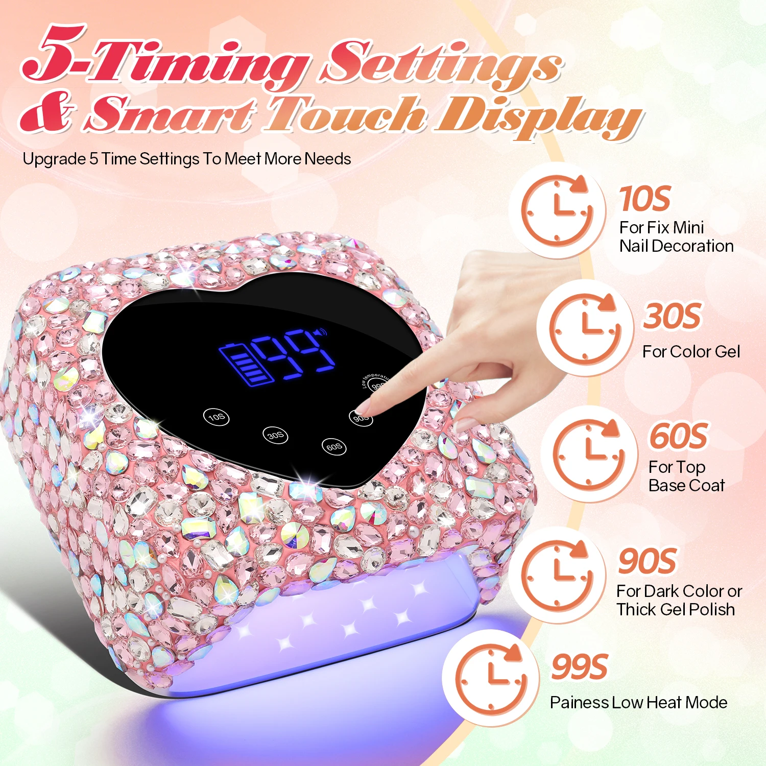 Rechargeable 72W UV LED Nail Lamp For Nails 30LEDS Wireless Gel Polish Curing Lamp With Large Screen Professional Nail Equipment