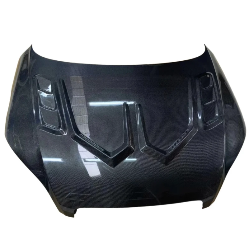 High Quality Factory Wholesale FRP Carbon Fiber Engine Hood Bonnet With Fixing Clips Universal Fit MK2 Auto Body Modification Re