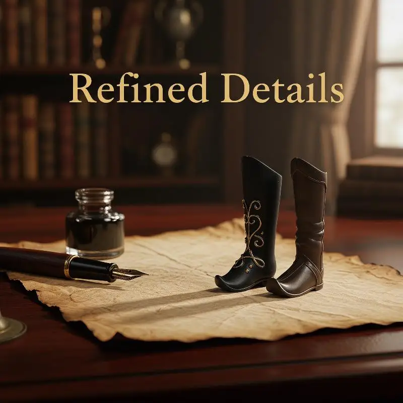 Doll Shoes Medieval Knight Boots Dolls Retro Style Miniature Boots With Gold Embroidery For Dolls Dress Up Accessories
