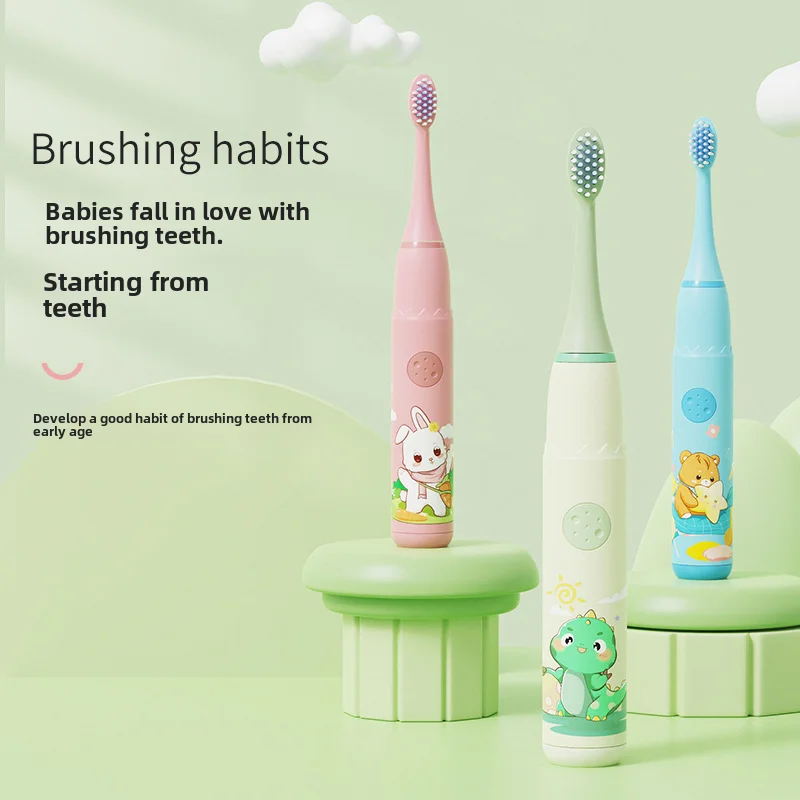 Rechargeable Children Sonic Electric Toothbrush Smart Cartoon Kids Toothbrush IPX7 Waterproof With 6 Soft Bristles Brush Heads