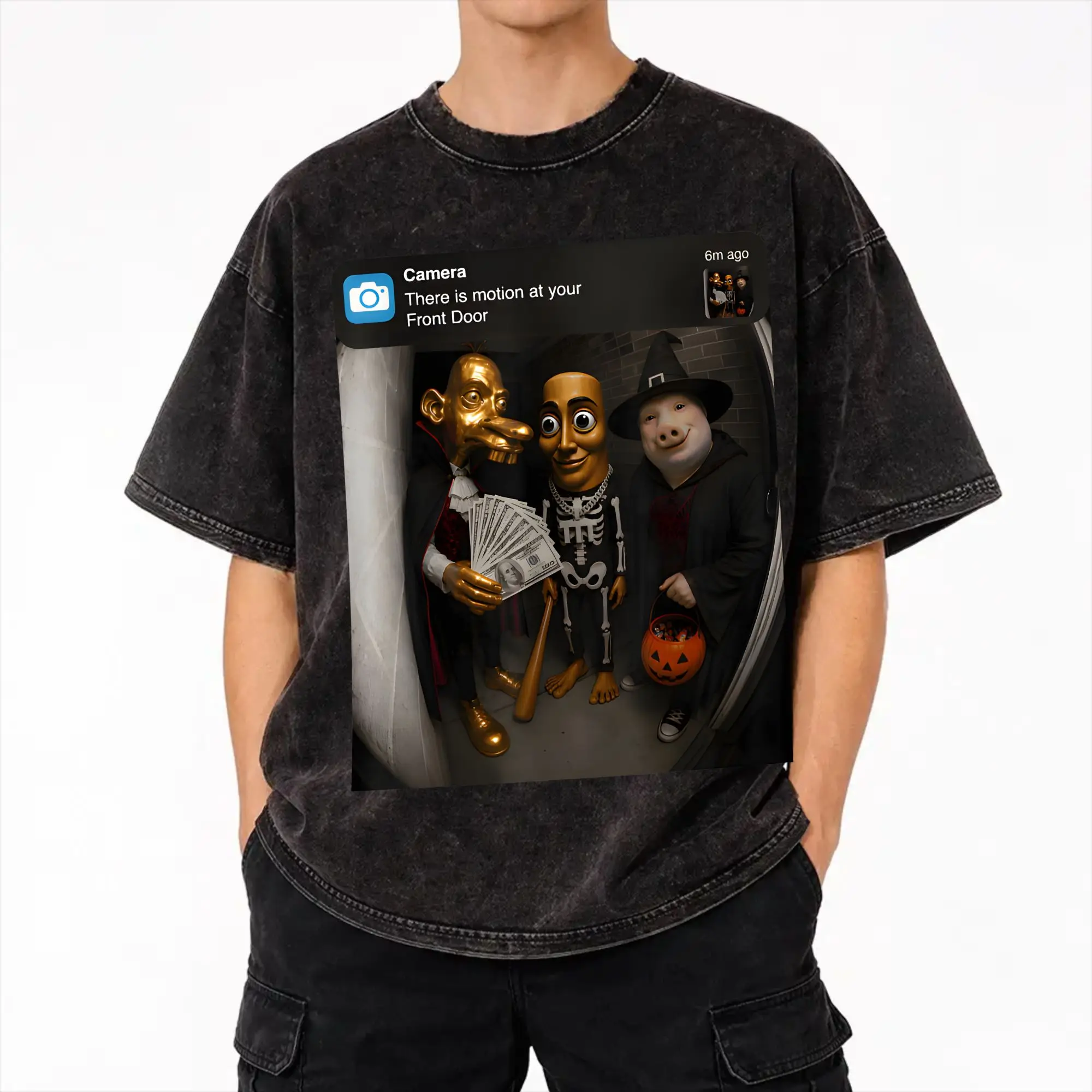 There is Motion at Your Front Door Neegy Funky Ehh Meme  Washed T Shirt Streetwear Hip Hop Cool T-Shirt  Tees Tops Men Women
