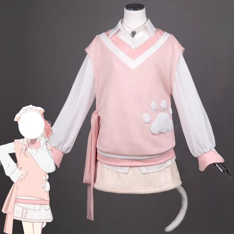 

Anime Akiyama Mizuki Cosplay Costume White Shirt Pink Vest Skirt Tail Suit for Women Halloween Carnival Party Roleplay Outfit