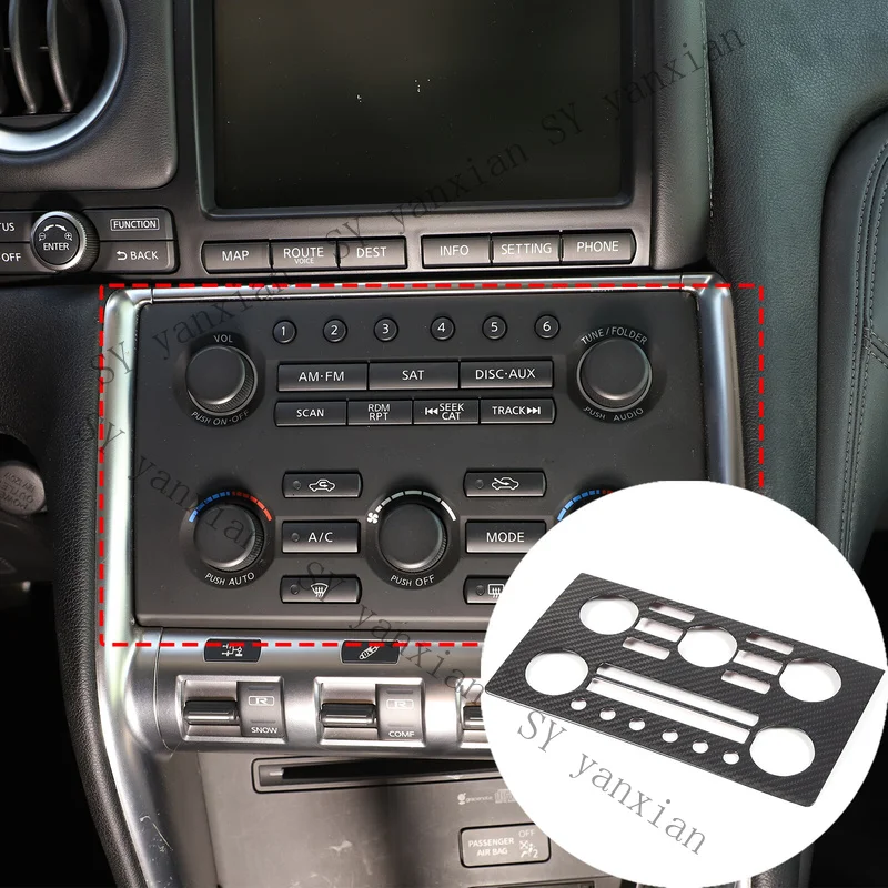 SY+ Carbon Fiber Center Console Volume Panel Frame Fit For Nissan GTR R35 08-16 RHD
