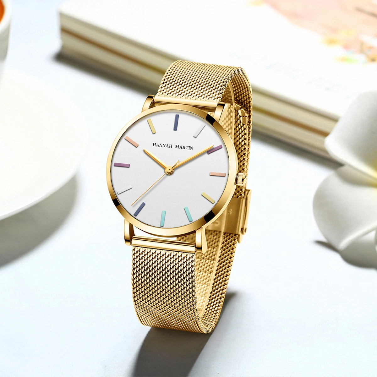 Hannah Martin Top Women Watch Bohemian Style Simple Stainless Steel Mesh Strap Original Japanese Movement Fashion Bracelet Watch