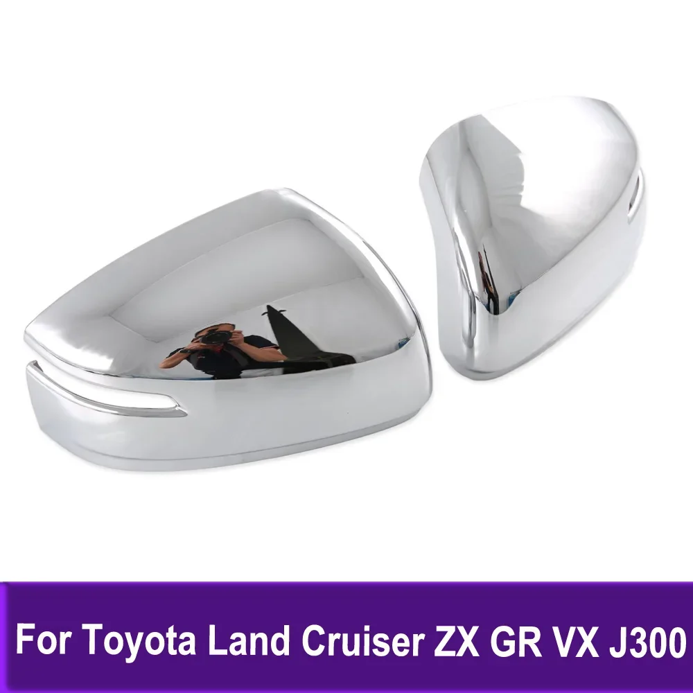 

Chrome Side Door Mirror Cover Trim Rearview Mirrors Trim For Toyota Land Cruiser ZX GR VX J300 2021-2024 Car Accessories