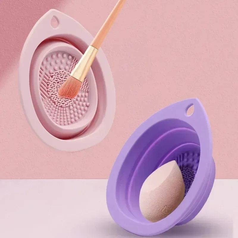 Boîte à récurer en silicone pour le nettoyage des pinceaux de maquillage, bol à poudre pliable, brosses à fard à barrage, polymères souples, outils de beauté