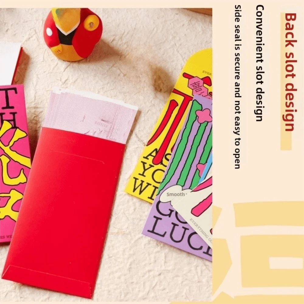 

6pcs Horse Year Red Envelopes Traditional 6 Patterns Lucky Money Bag Blessing Characters Colorful Red Packets Wedding Events