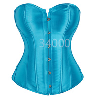 Caudatus Corset Bustier Top Overbust New Women Satin Sexy Vintage Lace up Boned Bridal Brocade Plus Size White Blue DropShipping