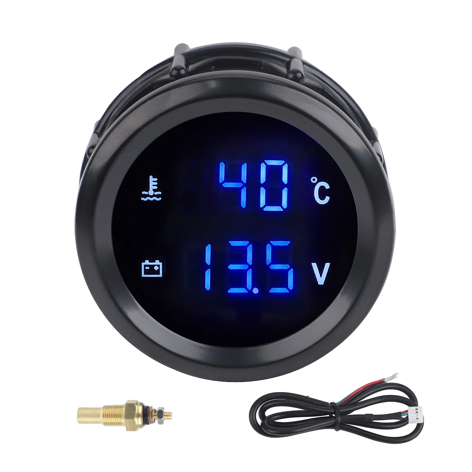 

52mm Digital Turbo Boost Gauge LED Double Display Car Oil Pressure Gauge Water Temperature Voltage Gauge Fit for 12v/24v Cars