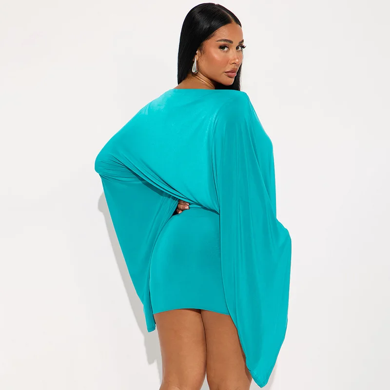 Setelan Wanita Elegan 2 Potong Bergaya, Atasan Crop Top Kerah Slash Lengan Lonceng dan Rok Mini, Pakaian Pesta OL Musim Gugur 2025