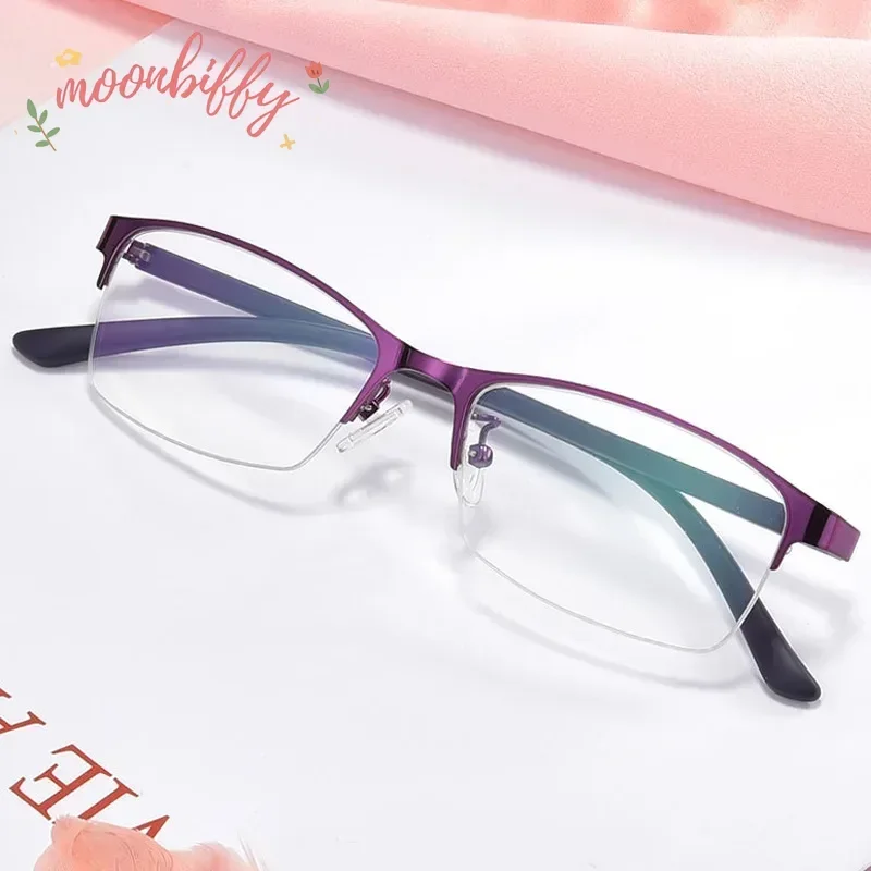 

Finished Eyewear -1.0 To -6.0 blue light readers Women Myopia Glasses Ladies Half Frame Anti-blue Light Prescription Glasses Men