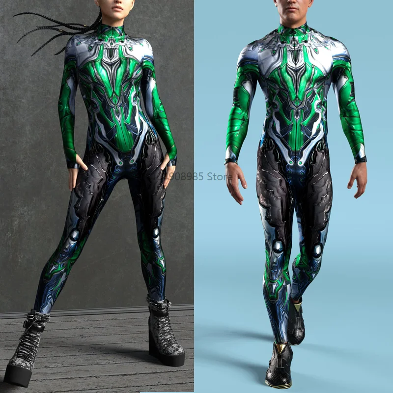 

Green Templar Costume Futuristic Mechanical Armour Jumpsuit Cyber Fighter Cosplay Bodysuit Steampunk Zentai Suit 2025
