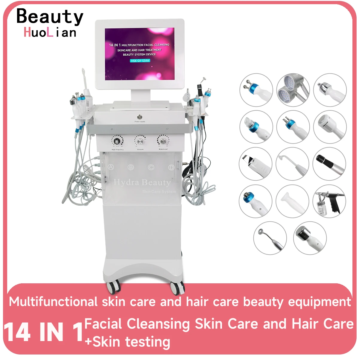 Máquina Facial Profesional 14 en 1 de Hidro-Oxígeno, Hidratante, Hidro-Aqua Facial, Cuidado de la Piel, Limpieza Profunda con Análisis de Piel