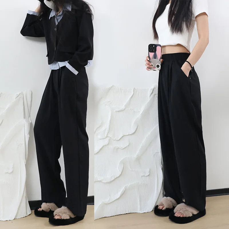 Wide Leg Pants Inbeige Womens Summer Ultra-Thin Breathable Elastic-Waisted Techwear Quick-Drying Drawstrings Slit Modal Lace Up