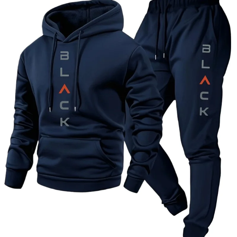

Men's casual and comfortable set, fashionable letter printed hooded sweatshirt and casual pants