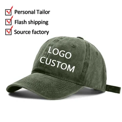 Custom Embroidery Logo Baseball Caps For Women Men Vintage Distressed Washed Cotton Snapback Cap Unisex Adjustable