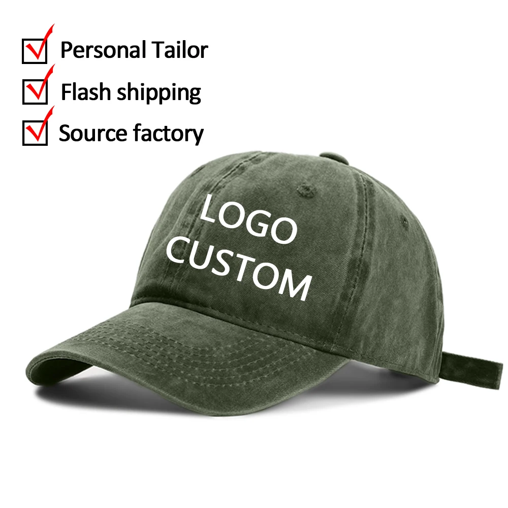 Custom Embroidery  Logo Baseball Caps For Women Men Vintage Distressed Washed Cotton Snapback Cap Unisex Adjustable