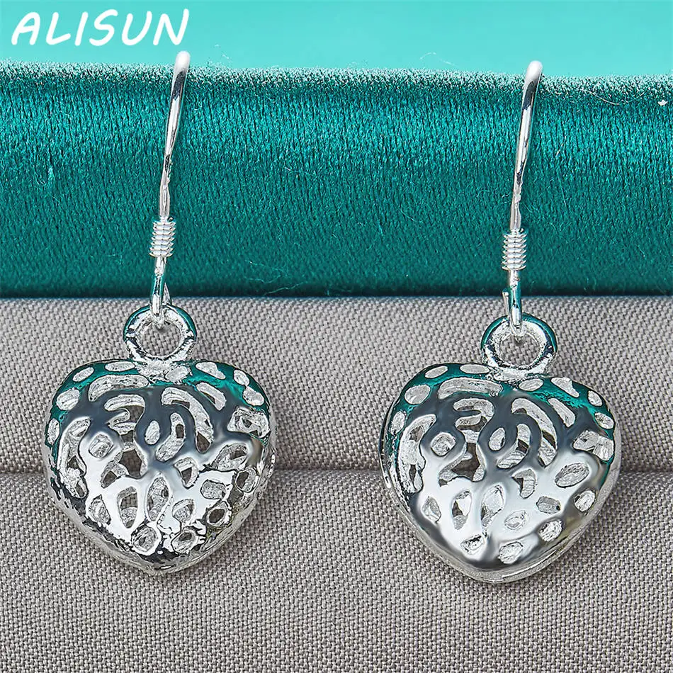 ALISUN 925 Sterling Silver Hollow Heart Drop Earrings Anniversary Gift Popular Wild Fashion Romantic Jewelry