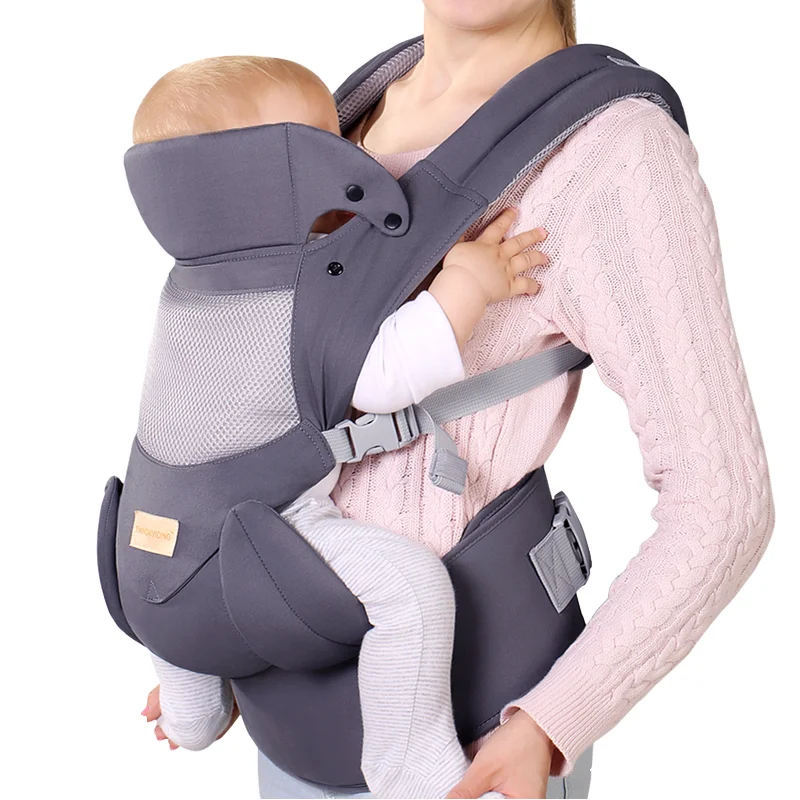 2024 Oem Groothandel 4-In-1 Ergonomische Draagzak Zachte Babydrager Met Voorste Looprugzak Voor 0-6 Maanden Leeftijdsgroep