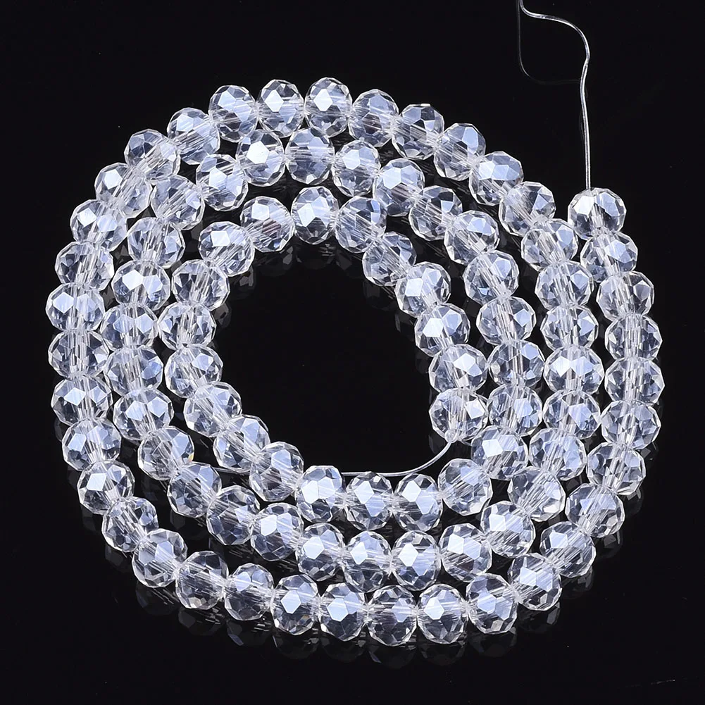 10 Strands Electroplate Glass Beads Pearl Luster Plated Faceted Rondelle Spacer Bead for Bracelet Crafts Findings 2/3/4/6/8/10mm