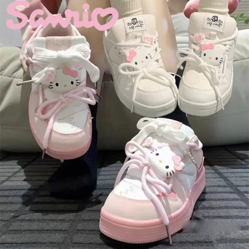 

Kawaii New Sanriode Hello Kitty Small White Shoes Casual Versatile Students Cute Board Shoes Y2K Cartoon Fashion Girls Sneakers