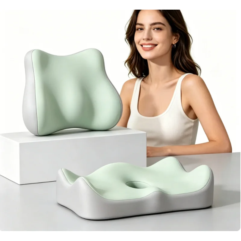 Ergonomisches 3D-Memory-Foam-Kissen 2er-Set, Strukturiertes Stützkissen, Druckentlastungs-Sitzkissen für Büro- und Autositze