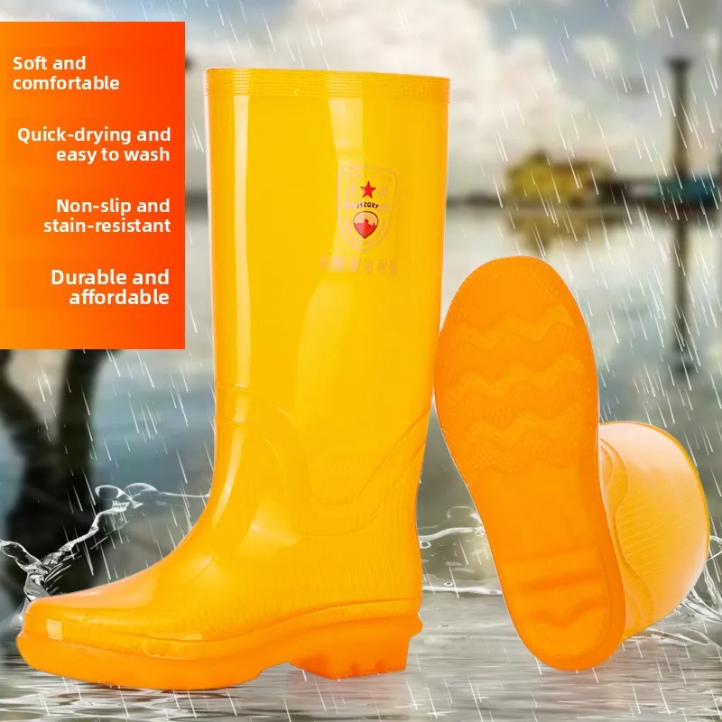 Thick High-Tube Rain Boots Unisex Quick-Dry No- Water Shoes Long Tube Waterproof Wear-Resistant Non-Slip Plastic Shoes