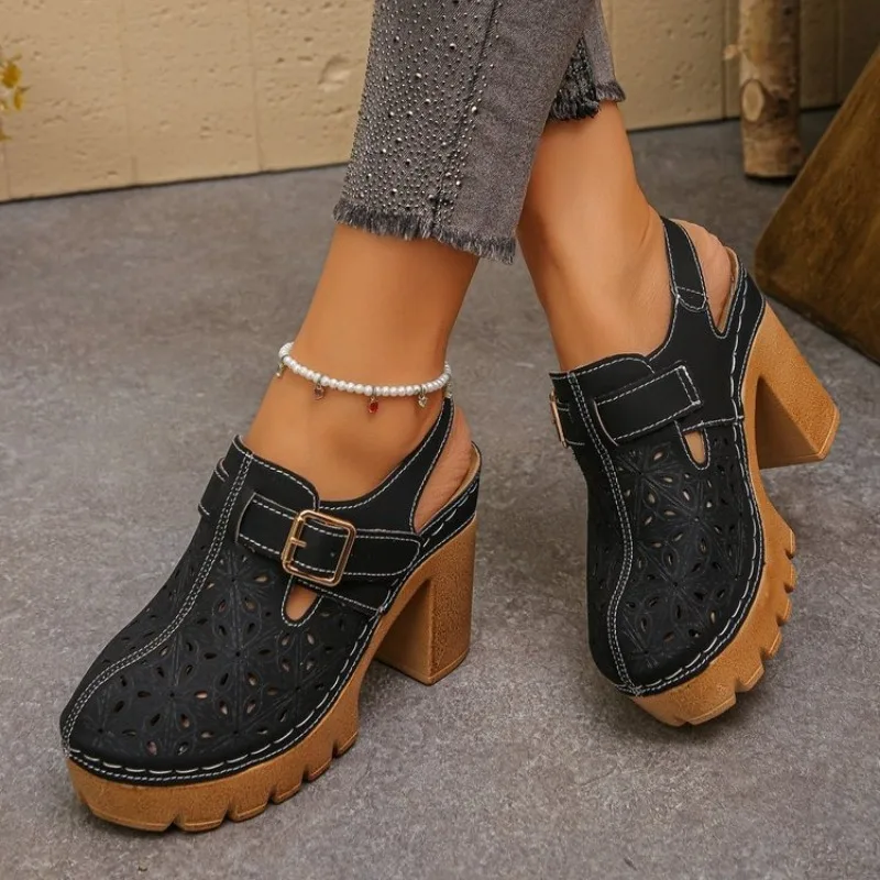 

New Summer Women Comfortable Sandals 2026 Elegant High Heels Thick Bottom Summer Sandals Large Casual Thick Bottom Shoes Women