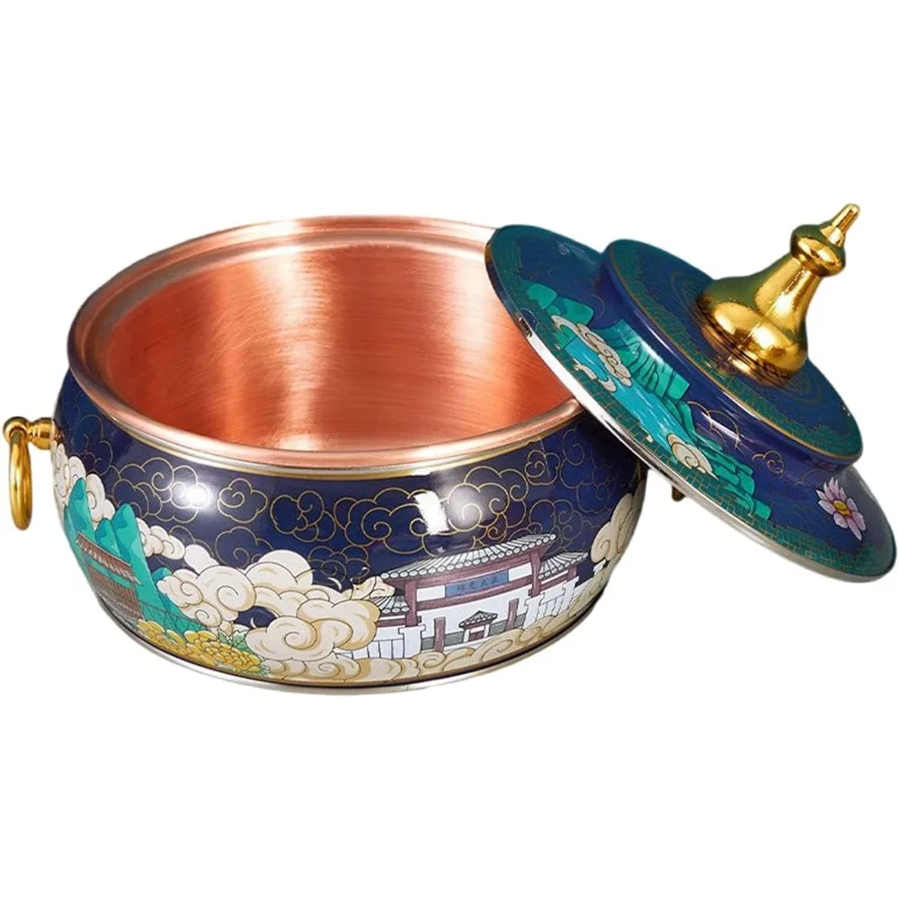 

Chinese Hot Pot,Copper Hot Pot, Cloisonne Copper Hot Pot Single Self-Service Meal Pot Household Induction Cooker Small Copper Po
