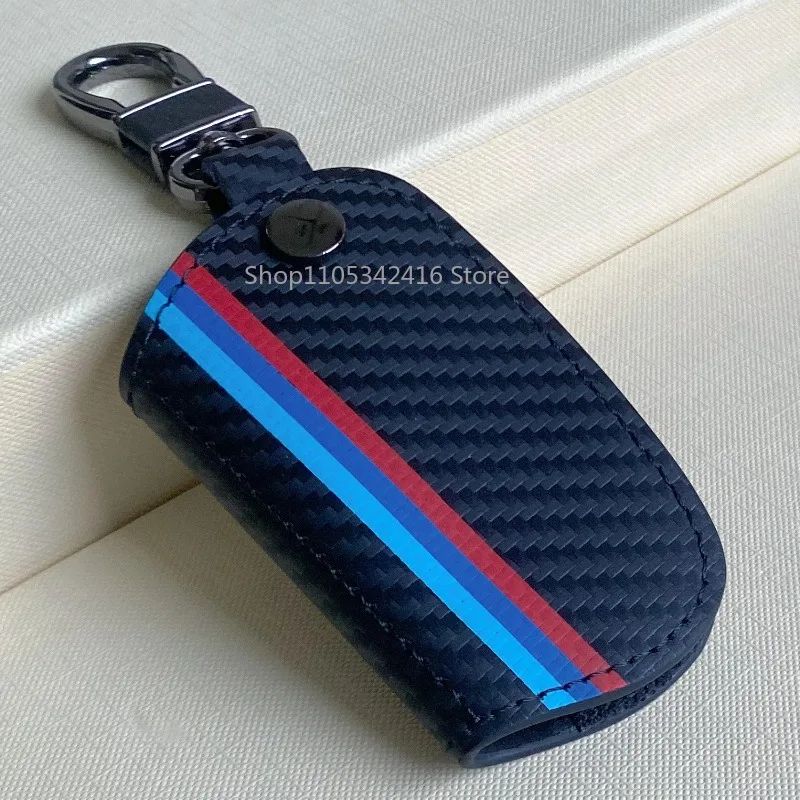 Carbon Fiber Pattern Leather Key Fob Cover for BMW 1-7 Series X3 X4 F21 F23 F34 F80 F82 F11 F02 F25 Anti-Scratch Auto Case