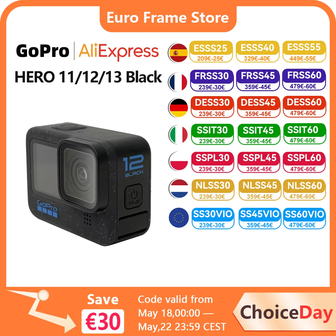Caméra d'action GoPro HERO 11 /12 /13 Black HyperSmooth6.0 Vidéo 5.3K60fps 27MP Caméra de sport pour casque GoPro Hero 11 /12 / 13 Black