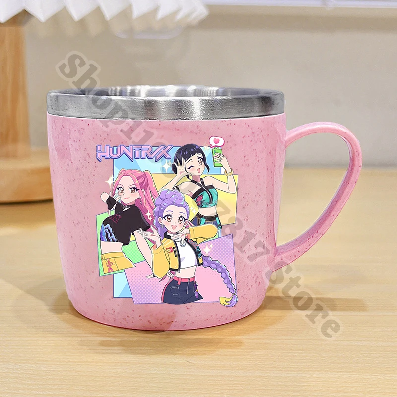 KPop شيطان الصيادين الاطفال لطيف كوب من الفولاذ المقاوم للصدأ الكرتون أنيمي القدح للقهوة الشاي الحليب الكرتون حاوية المياه أكواب فرشاة الأسنان