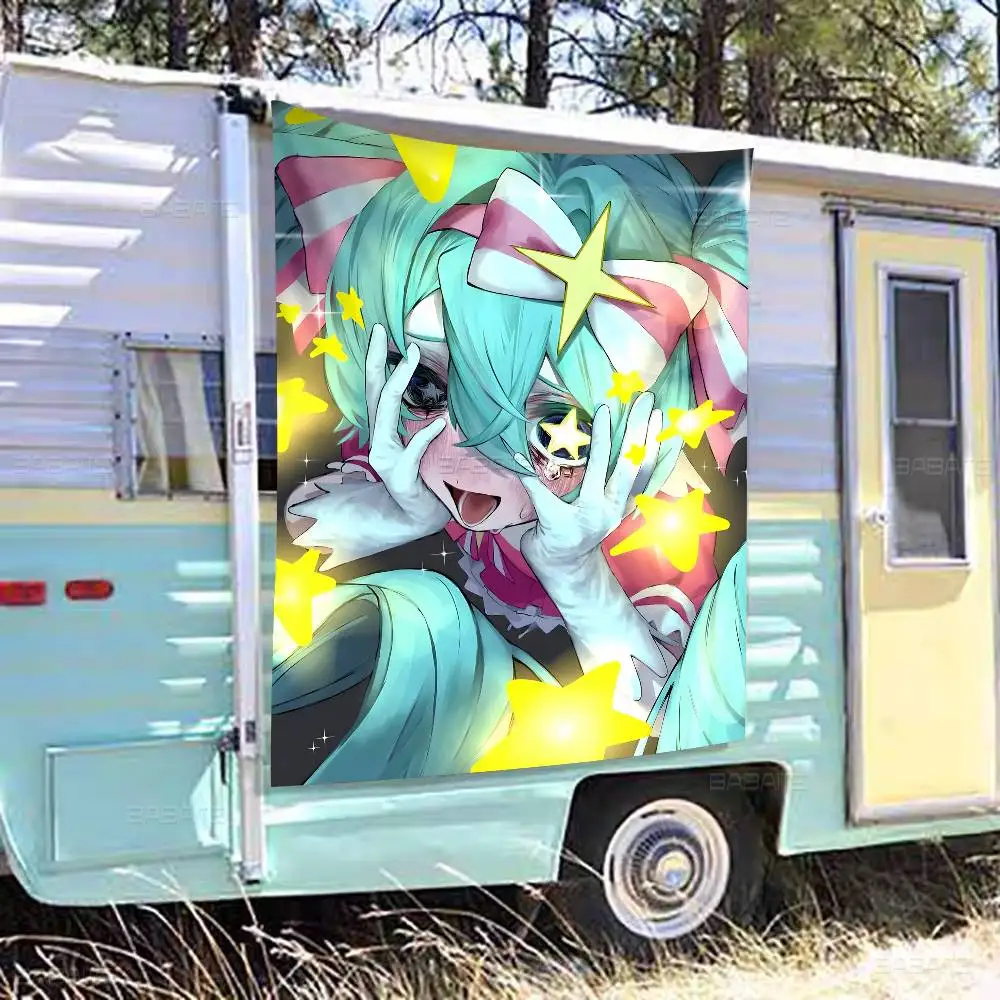 Virtual Idol H-Hatsunes M-MikU Retro Flags Multiple Choice Living Studio Booth Interior Decoration Banner