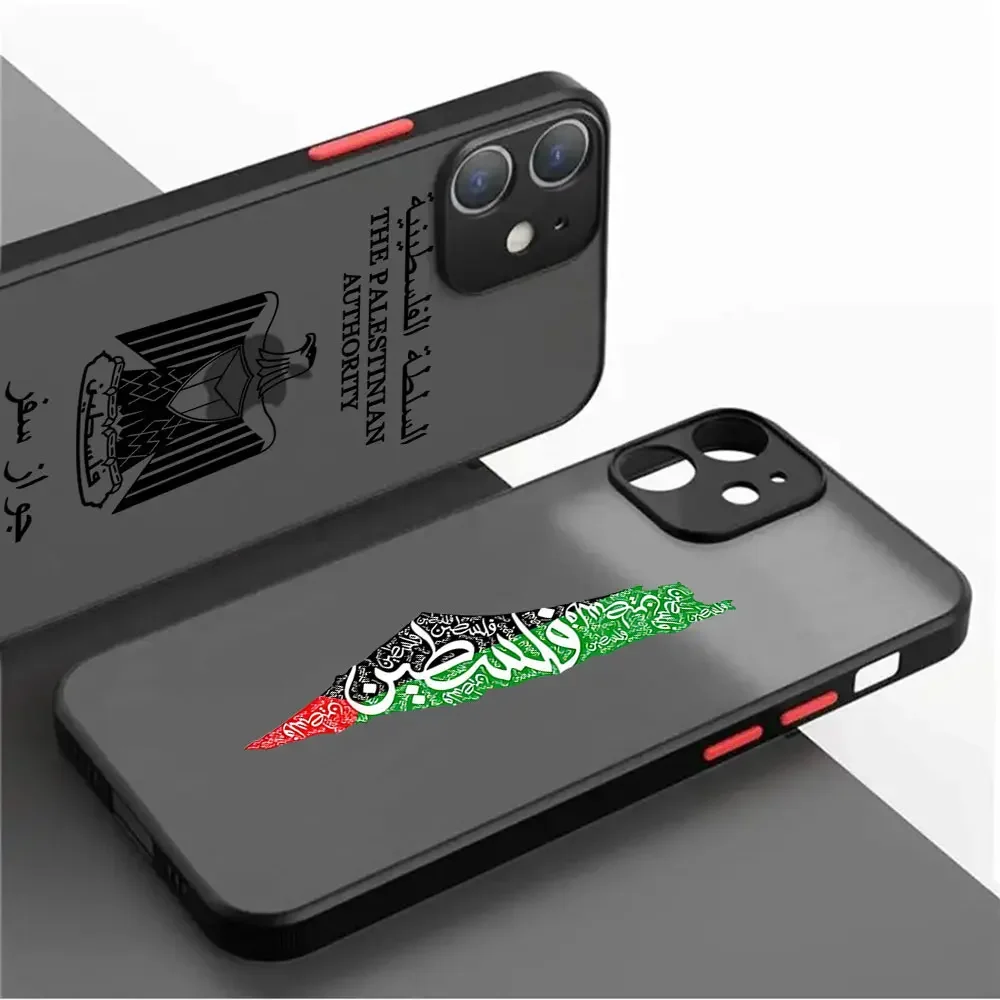 Popular Matte Transparent Back Phone Case For iPhone 16 15 14 13 12 11 Pro Max X XR XS 8 Plus Palestine Passport Flag Map Cover